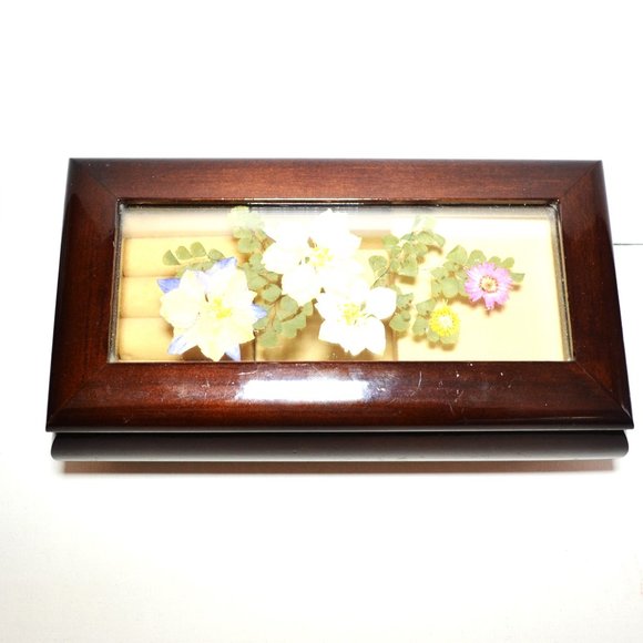 Vintage Gloss Finish Wooden Music Box Jewelry Storage Ladies Dresser Vanity - Picture 3 of 13